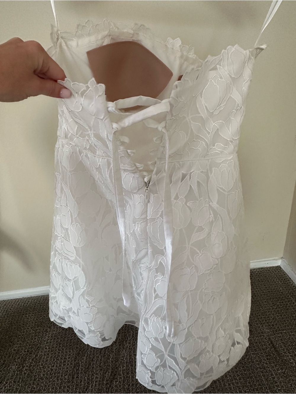 Jenny Yoo Strapless White Lace Mini Dress - Picture 6 of 9